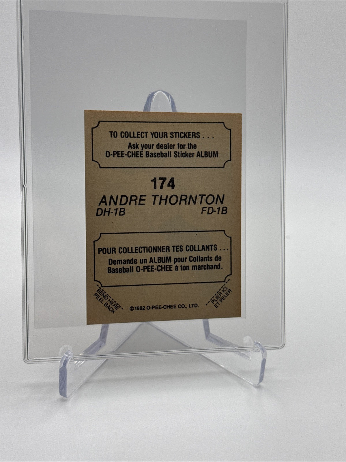 1982 O-Pee-Chee Stickers Andre Thornton Baseball Card #174 NM-MT FREE SHIPPING