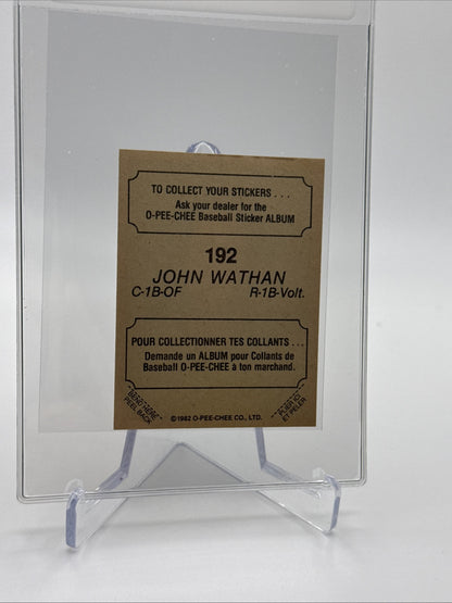 1982 O-Pee-Chee Stickers John Wathan Baseball Card #192 NM-MT FREE SHIPPING