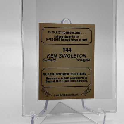 1982 O-Pee-Chee Stickers Ken Singleton Baseball Card #144 NM-MT FREE SHIPPING