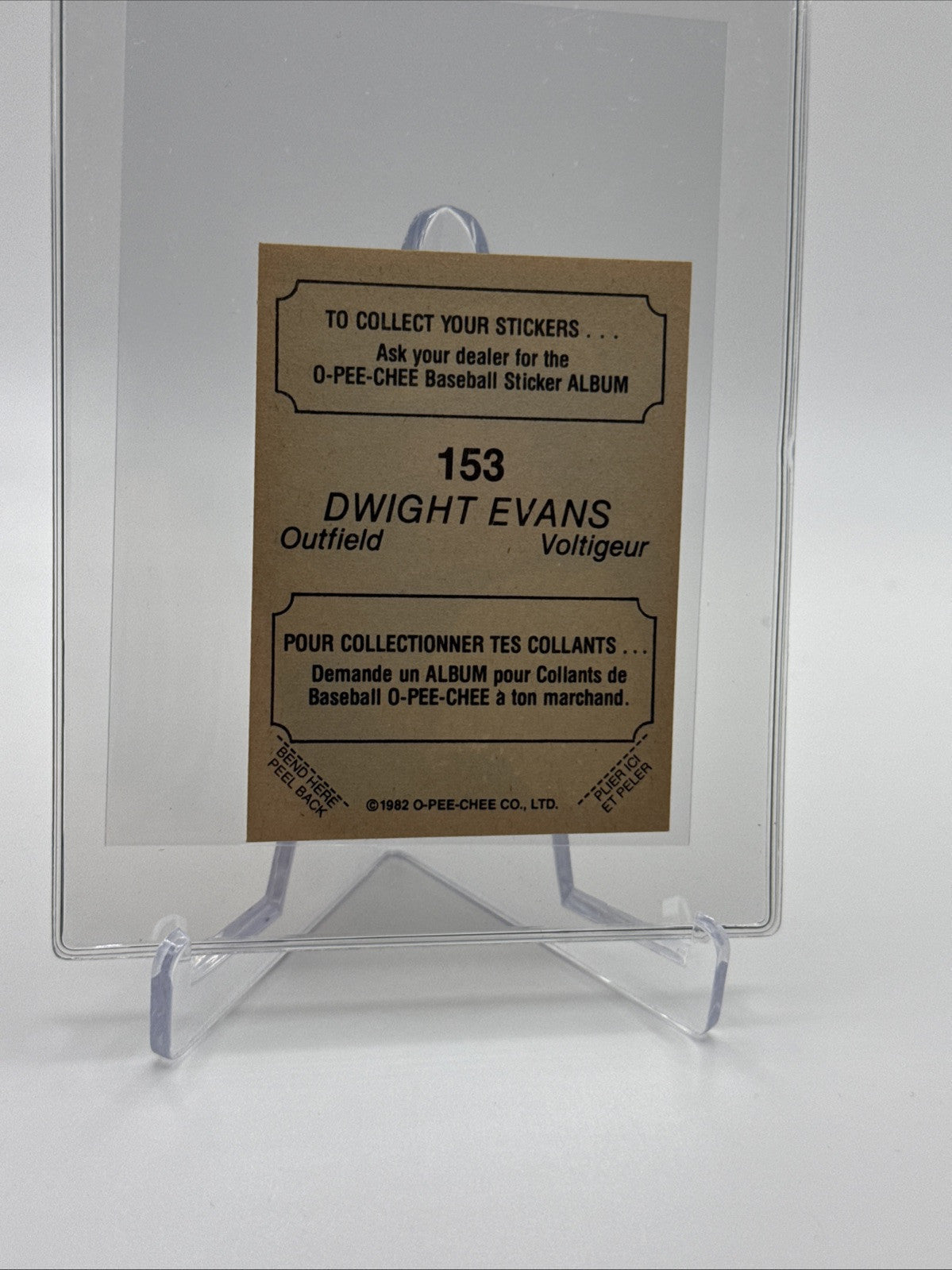1982 O-Pee-Chee Stickers Dwight Evans Baseball Card #153 NM-MT FREE SHIPPING
