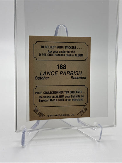 1982 O-Pee-Chee Stickers Lance Parrish Baseball Card #188 NM-MT FREE SHIPPING