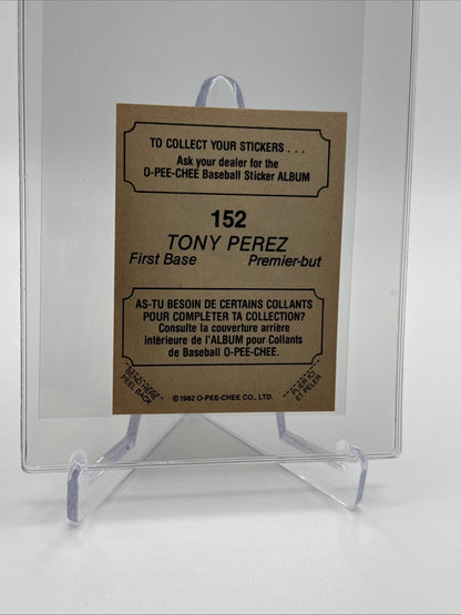 1982 O-Pee-Chee Stickers Tony Perez Baseball Card #152 NM-MT FREE SHIPPING