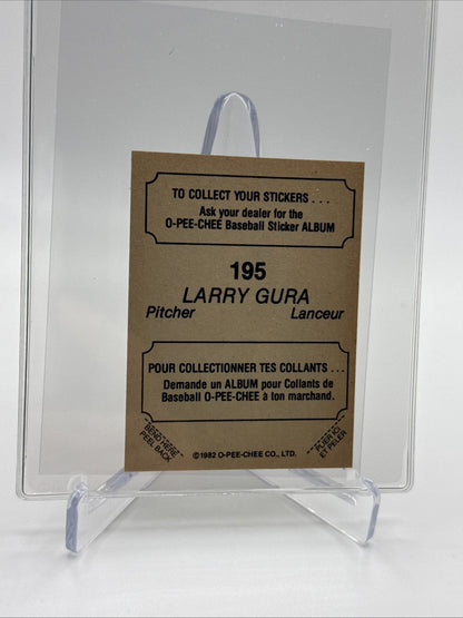1982 O-Pee-Chee Stickers Larry Gura Baseball Card #195 NM-MT FREE SHIPPING