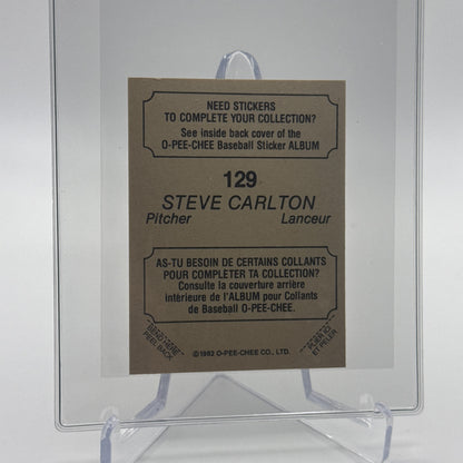1982 O-Pee-Chee Stickers Steve Carlton FOIL Card #129 NM-MT FREE SHIPPING