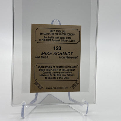 1982 O-Pee-Chee Stickers Mike Schmidt FOIL Card #123 NM-MT FREE SHIPPING