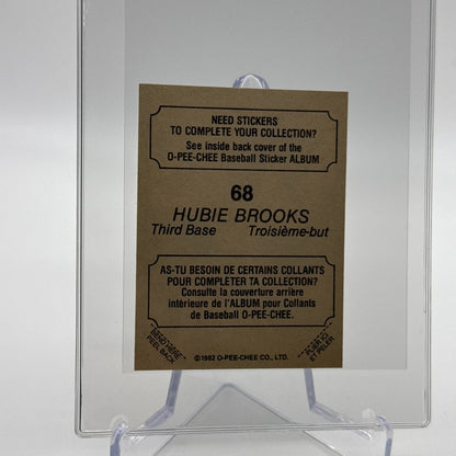 1982 O-Pee-Chee Stickers Hubie Brooks Baseball Card #68 NM-MT FREE SHIPPING