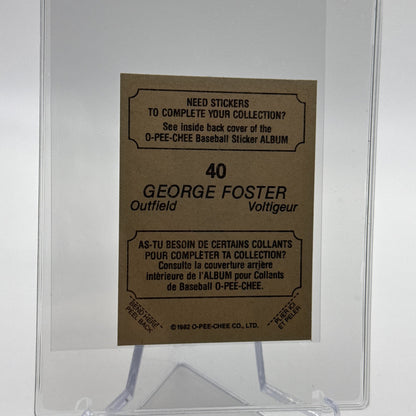 1982 O-Pee-Chee Stickers George Foster Baseball Card #40 NM-MT FREE SHIPPING