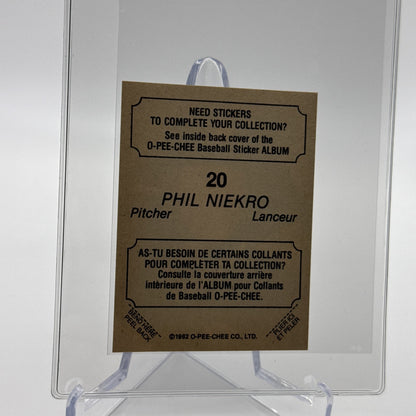 1982 O-Pee-Chee Stickers Phil Niekro Baseball Card #20 NM-MT FREE SHIPPING