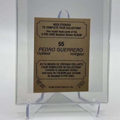 1982 O-Pee-Chee Stickers Pedro Guerrero Baseball Card #55 NM-MT FREE SHIPPING