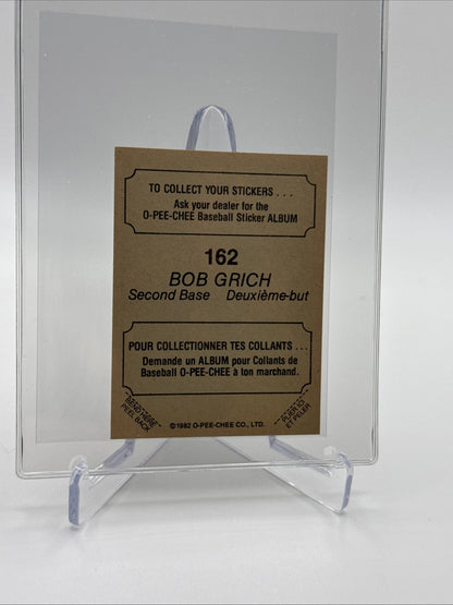 1982 O-Pee-Chee Stickers Bob Grich Baseball Card #162 NM-MT FREE SHIPPING