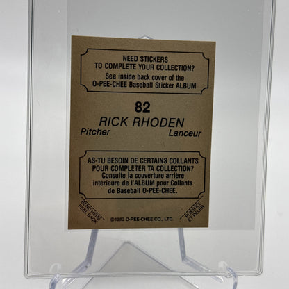 1982 O-Pee-Chee Stickers Rick Rhoden Baseball Card #82 NM-MT FREE SHIPPING