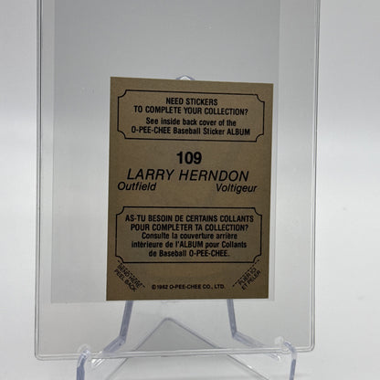 1982 O-Pee-Chee Stickers Larry Herndon Baseball Card #109 NM-MT FREE SHIPPING