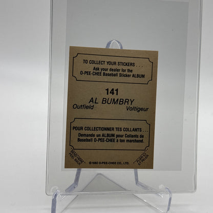 1982 O-Pee-Chee Stickers Al Bumbry Baseball Card #141 NM-MT FREE SHIPPING