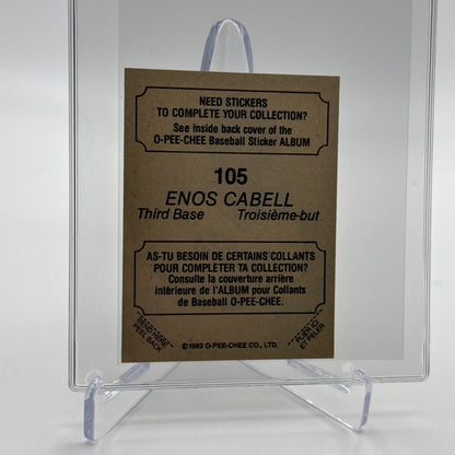 1982 O-Pee-Chee Stickers Enos Cabell Baseball Card #105 NM-MT FREE SHIPPING