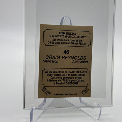 1982 O-Pee-Chee Stickers Craig Reynolds Baseball Card #46 NM-MT FREE SHIPPING