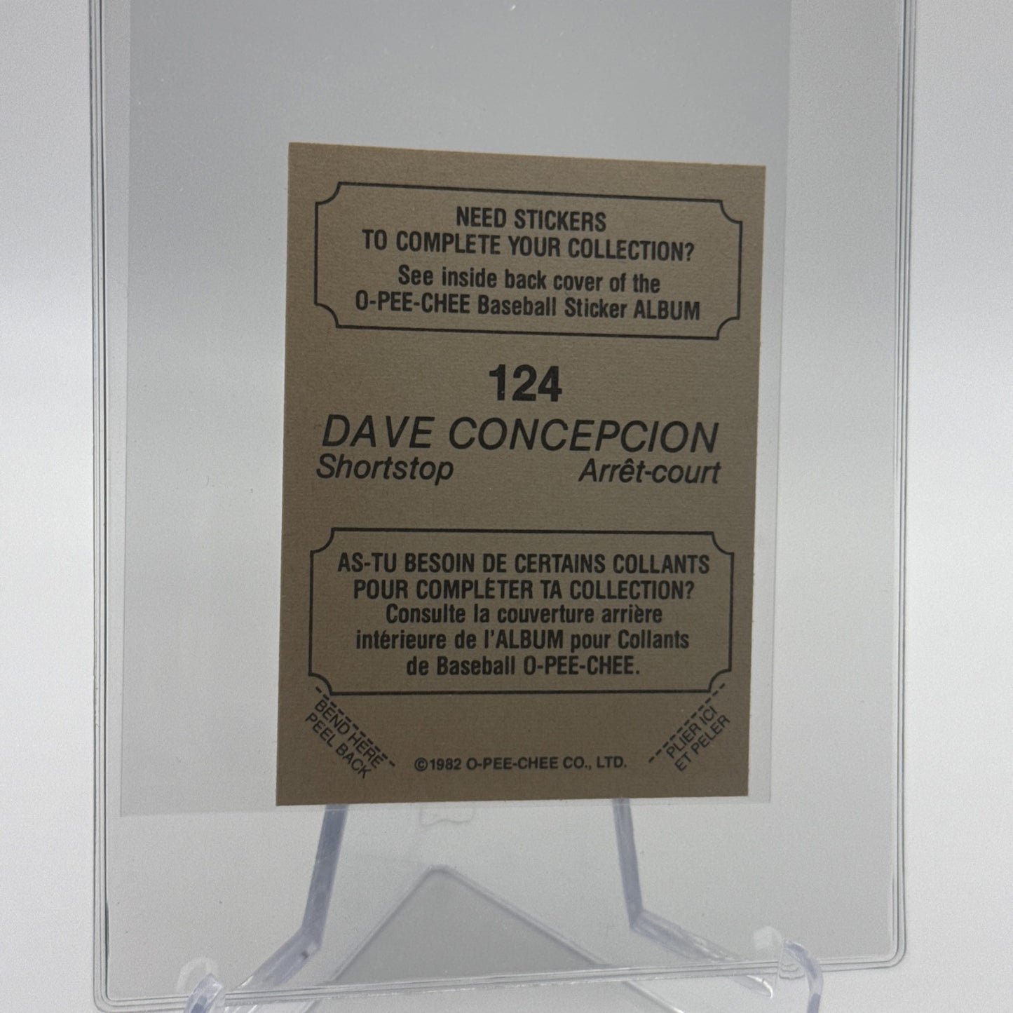 1982 O-Pee-Chee Stickers Dave Concepcion FOIL Card #124 NM-MT FREE SHIPPING
