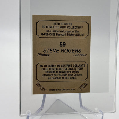 1982 O-Pee-Chee Stickers Steve Rogers Baseball Card #59 NM-MT FREE SHIPPING