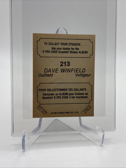 1982 O-Pee-Chee Stickers Dave Winfield Baseball Card #213 NM-MT FREE SHIPPING
