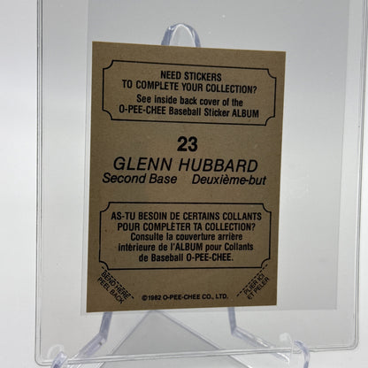 1982 O-Pee-Chee Stickers Glenn Hubbard Baseball Card #23 NM-MT FREE SHIPPING