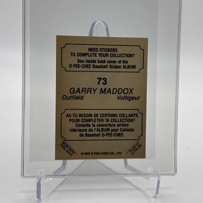 1982 O-Pee-Chee Stickers Garry Maddox Baseball Card #73 NM-MT FREE SHIPPING