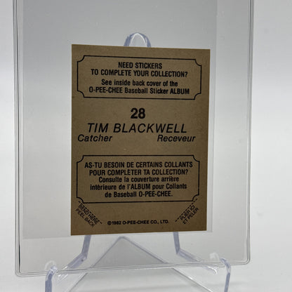 1982 O-Pee-Chee Stickers Tim Blackwell Baseball Card #28 NM-MT FREE SHIPPING