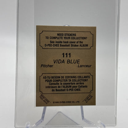 1982 O-Pee-Chee Stickers Vida Blue Baseball Card #111 NM-MT FREE SHIPPING