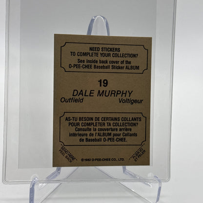 1982 O-Pee-Chee Stickers Dale Murphy Baseball Card #19 NM-MT FREE SHIPPING