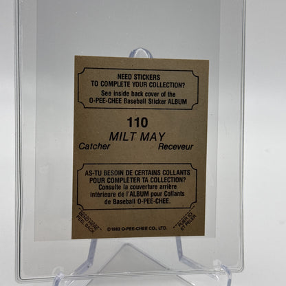 1982 O-Pee-Chee Stickers Milt May Baseball Card #110 NM-MT FREE SHIPPING