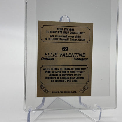1982 O-Pee-Chee Stickers Ellis Valentine Baseball Card #69 NM-MT FREE SHIPPING