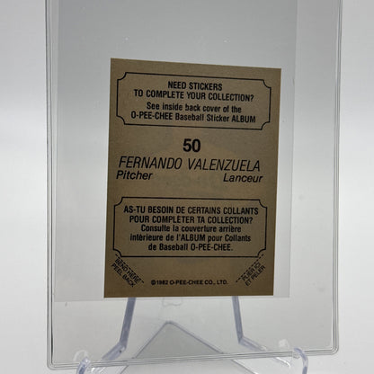 1982 O-Pee-Chee Stickers Fernando Valenzuela Card #50 NM-MT FREE SHIPPING