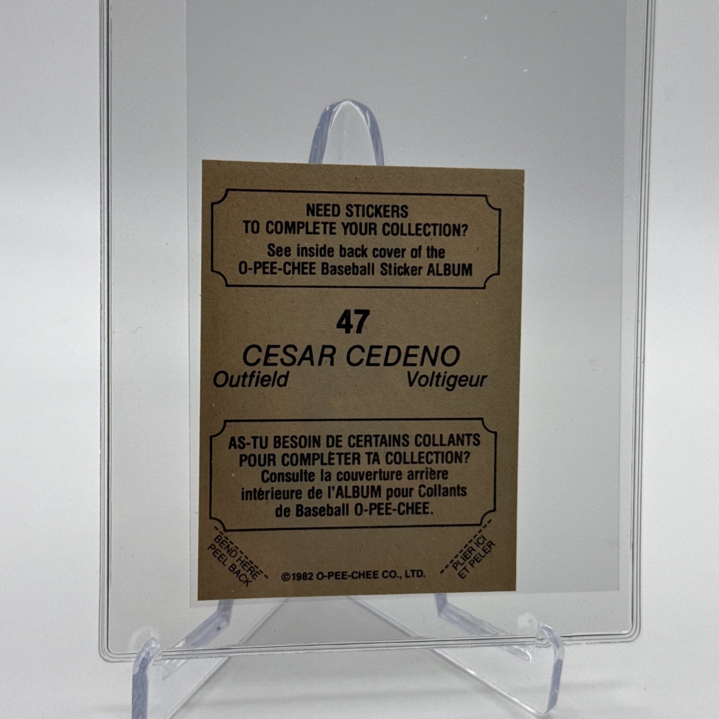 1982 O-Pee-Chee Stickers Cesar Cedeno Baseball Card #47 NM-MT FREE SHIPPING