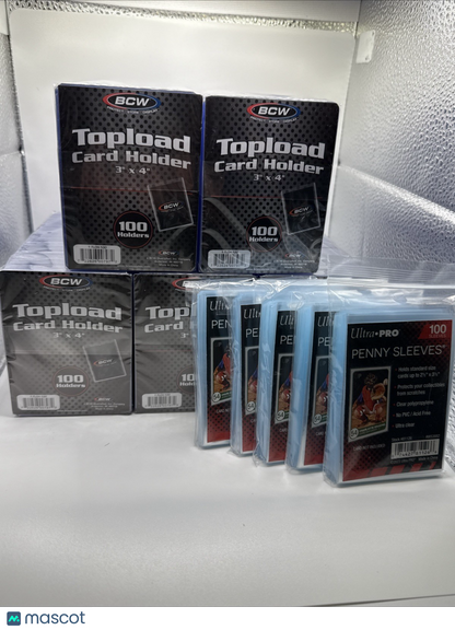 BCW 3X4 35pt 500 Toploaders for Standard Cards  and 500 Ultra Pro Soft Sleeves