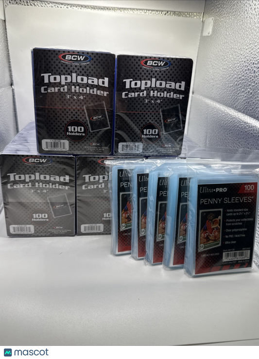 BCW 3X4 35pt 500 Toploaders for Standard Cards  and 500 Ultra Pro Soft Sleeves