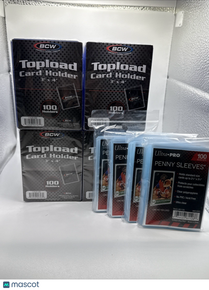BCW 3X4 35pt 400 Toploaders for Standard Cards  and 400 Ultra Pro Soft Sleeves