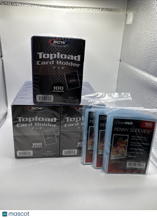 BCW 3X4 35pt 300 Toploaders for Standard Cards  and 300 Ultra Pro Soft Sleeves