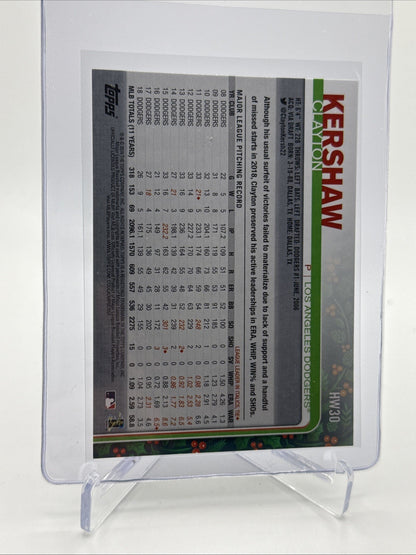 2019 Topps HOLIDAY Clayton Kershaw Baseball Card #HW30 Mint FREE SHIPPING