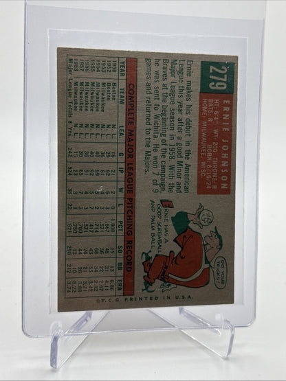 1959 Topps Ernie Johnson Baseball Card #279 NM Quality FREE SHIPPING