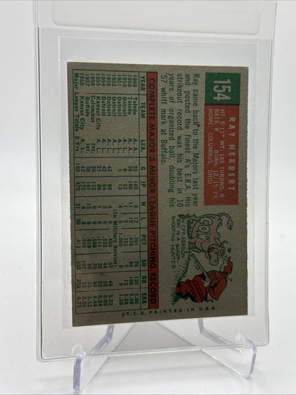 1959 Topps Ray Herbert Baseball Card #154 NM Quality FREE SHIPPING