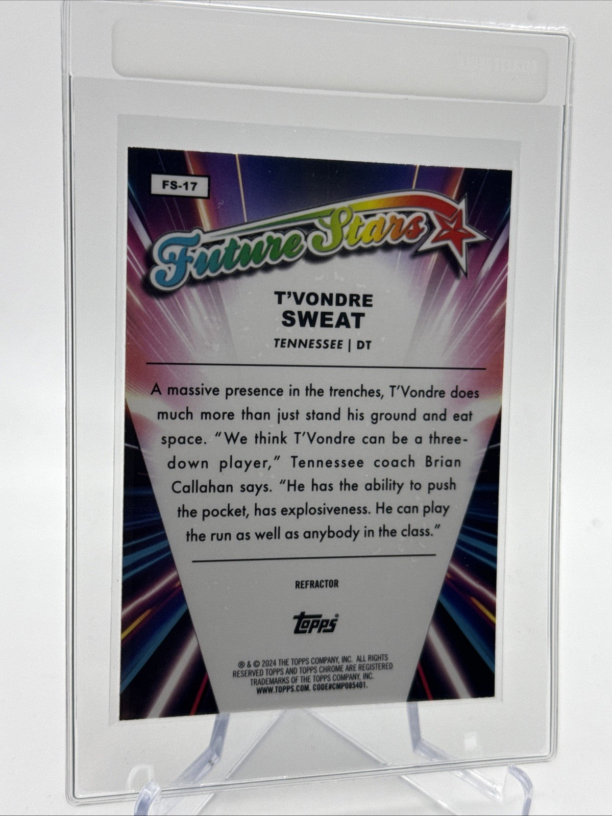 2024 Topps Chrome Future Stars T'Vondre Sweat Card #FS-17 Mint FREE SHIPPING