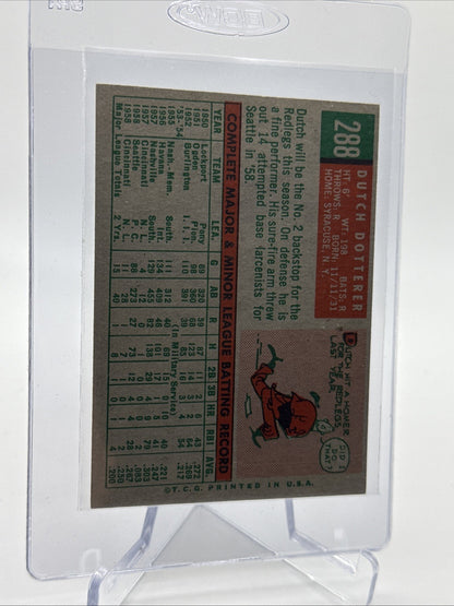 1959 Topps Dutch Dotterer Baseball Card #288 NM Quality FREE SHIPPING