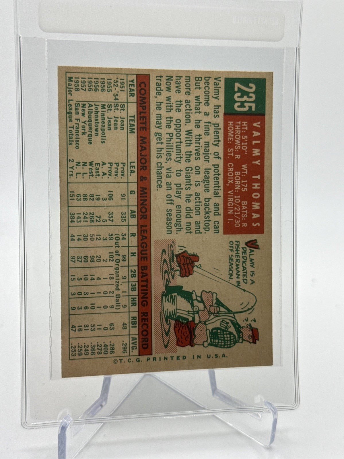 1959 Topps Valmy Thomas Baseball Card #235 NM Quality FREE SHIPPING