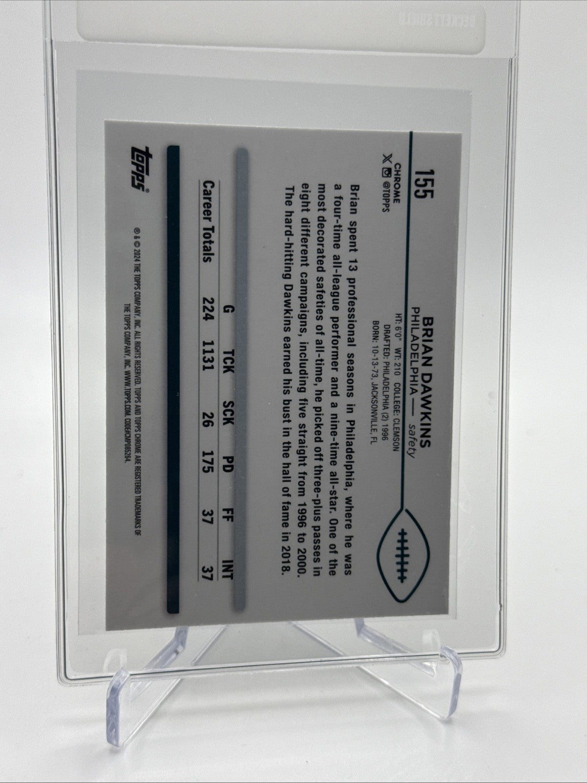2024 Topps Chrome Brian Dawkins Football Card #155 Mint FREE SHIPPING