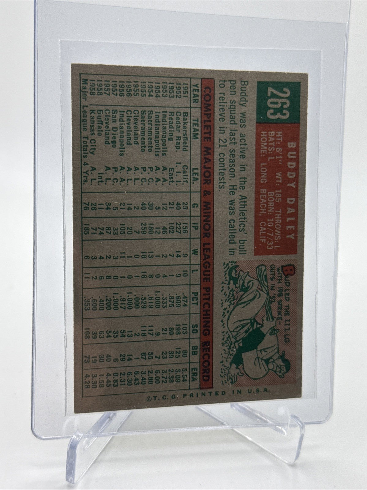 1959 Topps Buddy Daley Baseball Card #263 NM Quality FREE SHIPPING