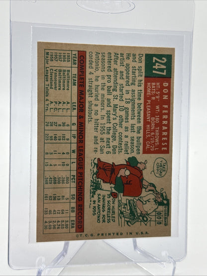 1959 Topps Don Ferrarese Baseball Card #247 NM Quality FREE SHIPPING