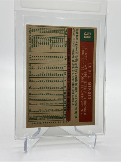 1959 Topps Eddie Miksis Baseball Card #58 NM Quality FREE SHIPPING
