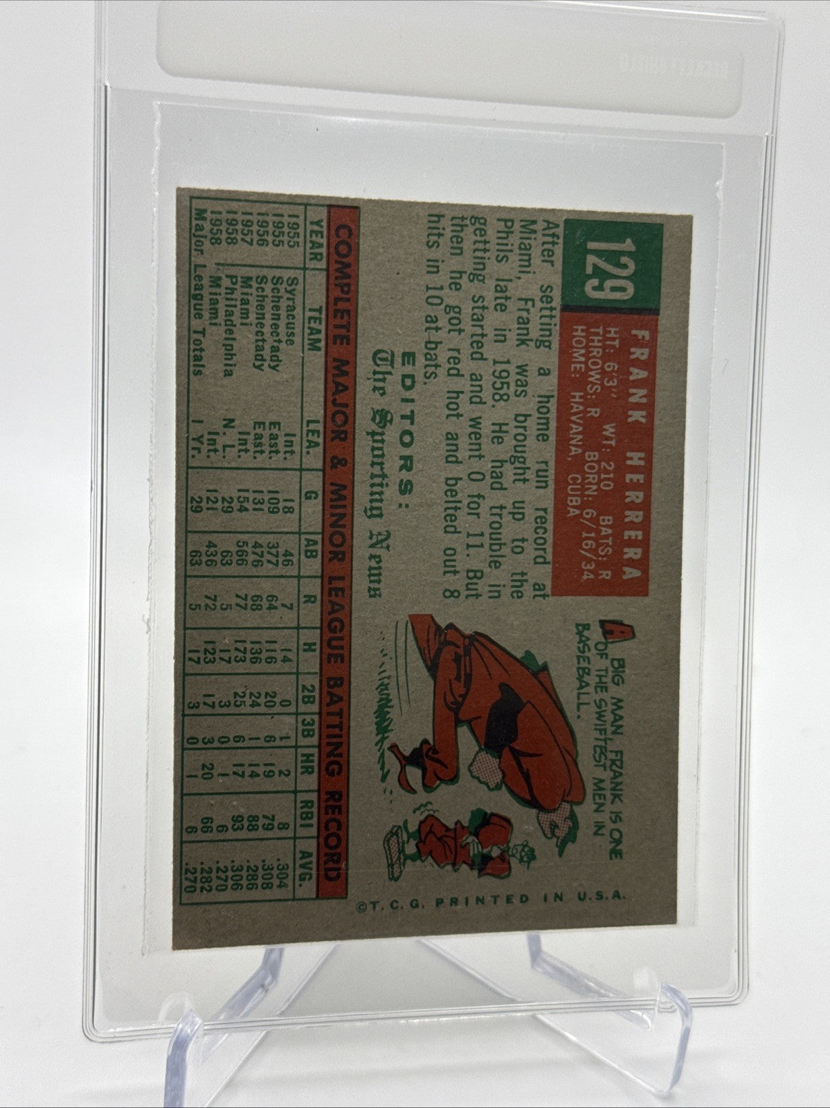 1959 Topps Frank Herrera Baseball Card #129 NM Quality FREE SHIPPING