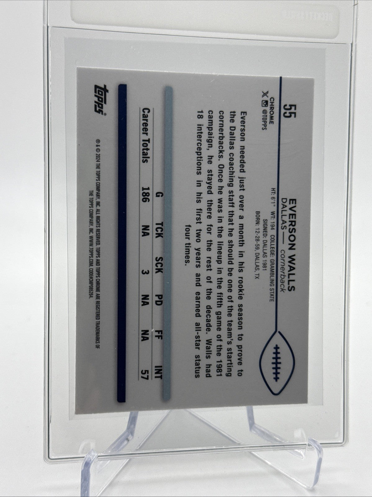 2024 Topps Chrome Everson Walls Football Card #55 Mint FREE SHIPPING
