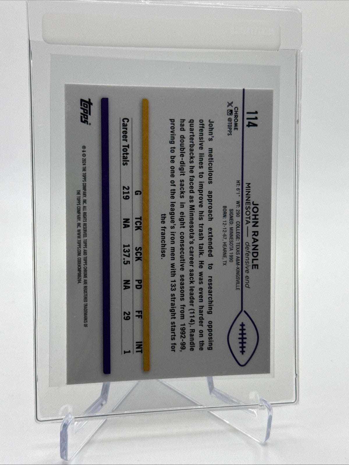 2024 Topps Chrome John Randle Football Card #114 Mint FREE SHIPPING