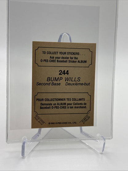 1982 O-Pee-Chee Stickers Bump Wills Baseball Card #244 NM-MT FREE SHIPPING