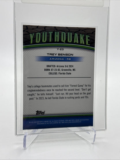2024 Topps Chrome Youthquake PINK Trey Benson Rookie Card Y23 Mint FREE SHIPPING